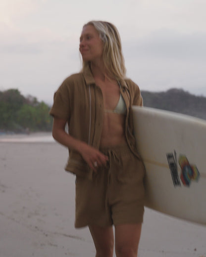 Waveney Short Sleeve Shirt - Caramel Brown - Lifestyle
