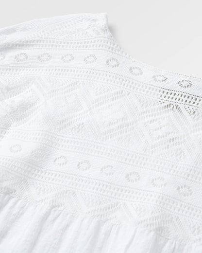 Flurry LS Woven Top - White - Flatlay