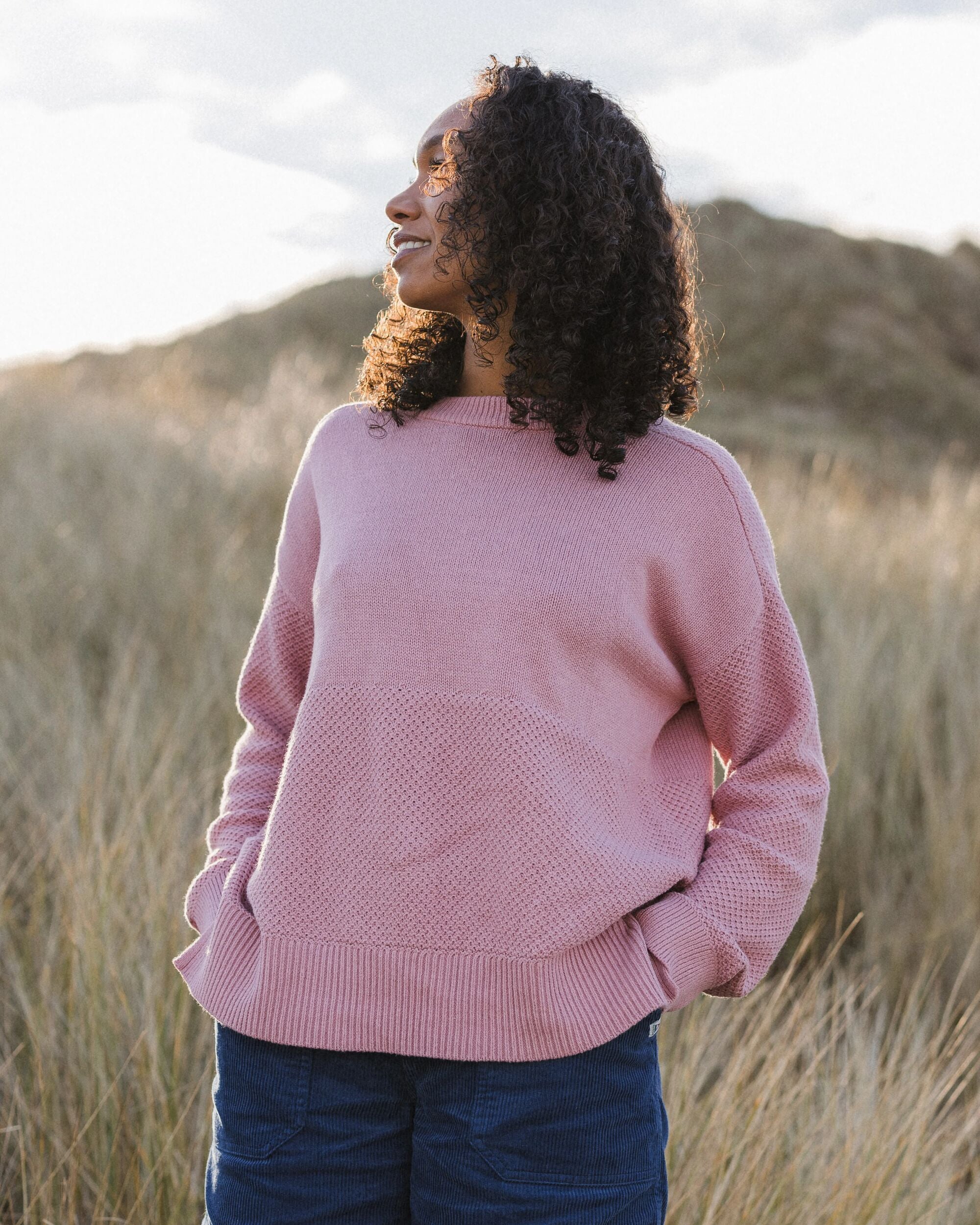 Cove Organic Cotton Knitted Jumper - Pink Haze - Lifestyle