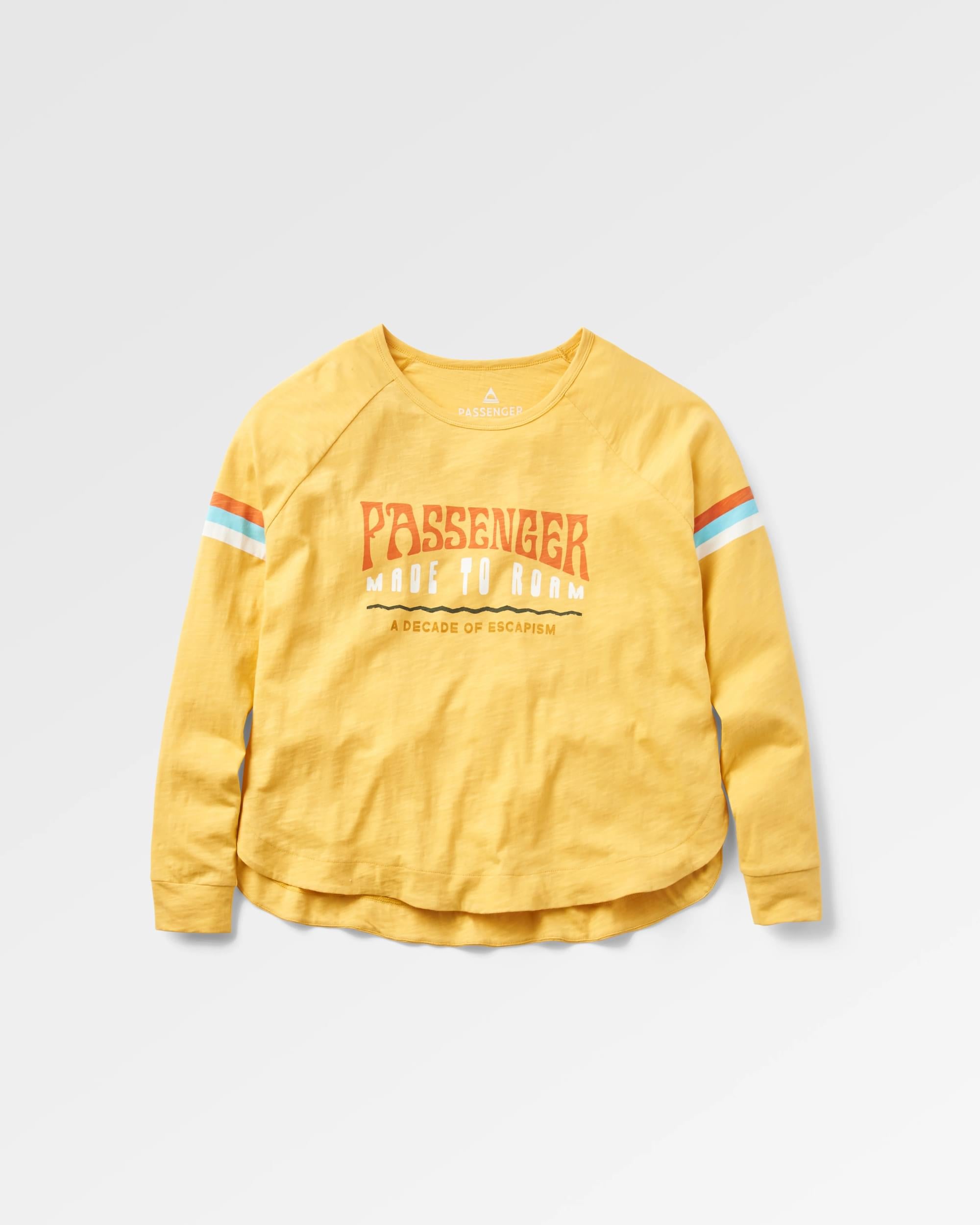 La Sarena Recycled Cotton Oversized LS T-Shirt - Ochre Yellow - Flatlay