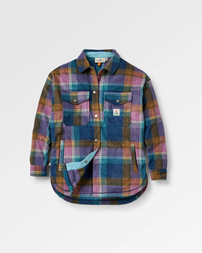 East Recycled Polar Fleece Shirt - Rich Navy Multi Check - Flatlay