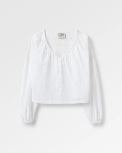 Flurry LS Woven Top - White - Flatlay