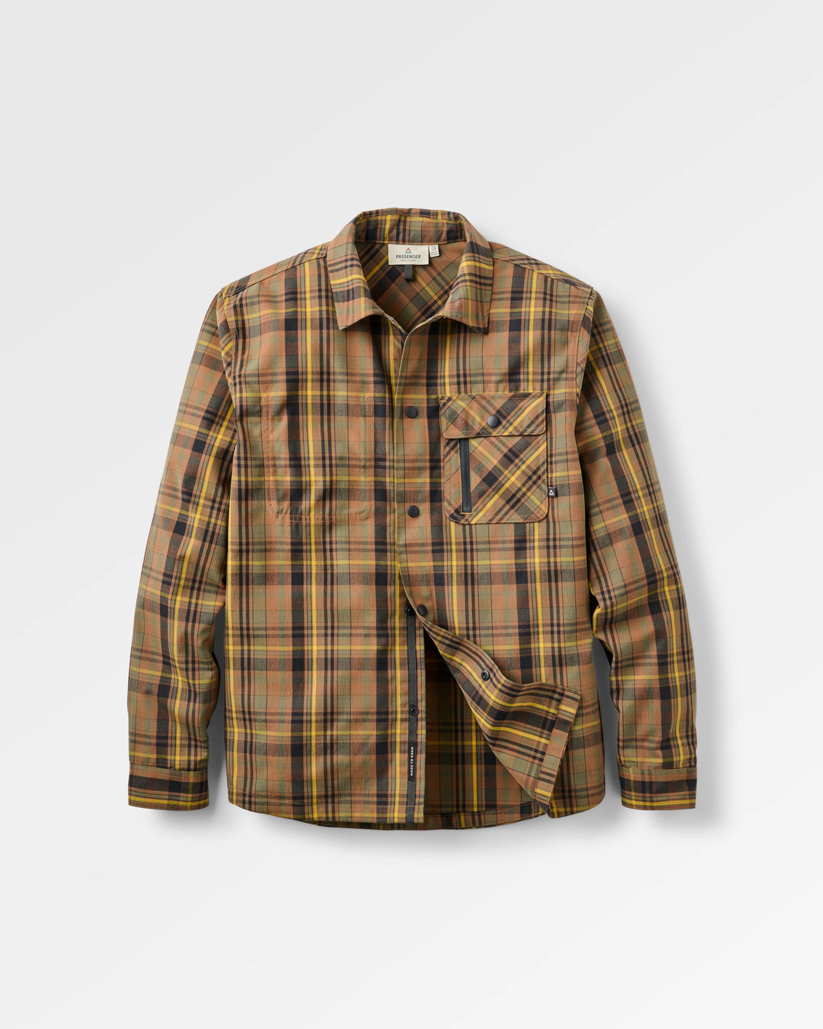 Fogline Overshirt - Toffee/Dusty Olive Check - Flatlay