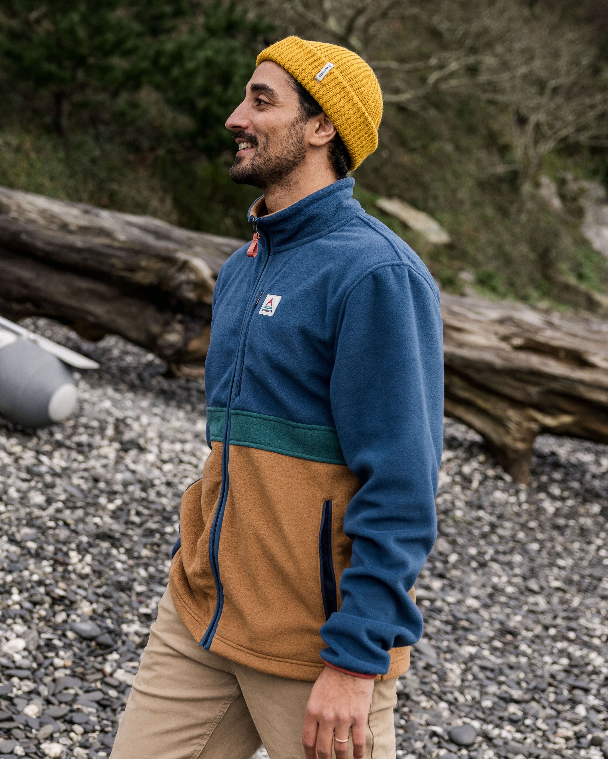 Ridge Full Zip Recycled Polar Fleece - Dark Denim/Toffee - Lifestyle