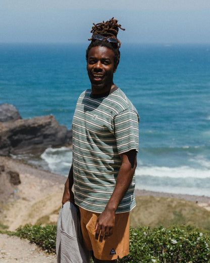 Retro Relaxed Fit T-Shirt - Deep Ocean Multi Stripe - Lifestyle