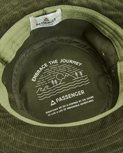 Forest Recycled Cord Bucket Hat - Khaki - Flatlay