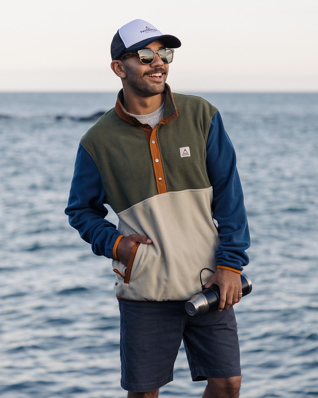 Adrift Recycled Polar Fleece - Khaki/Oatmeal