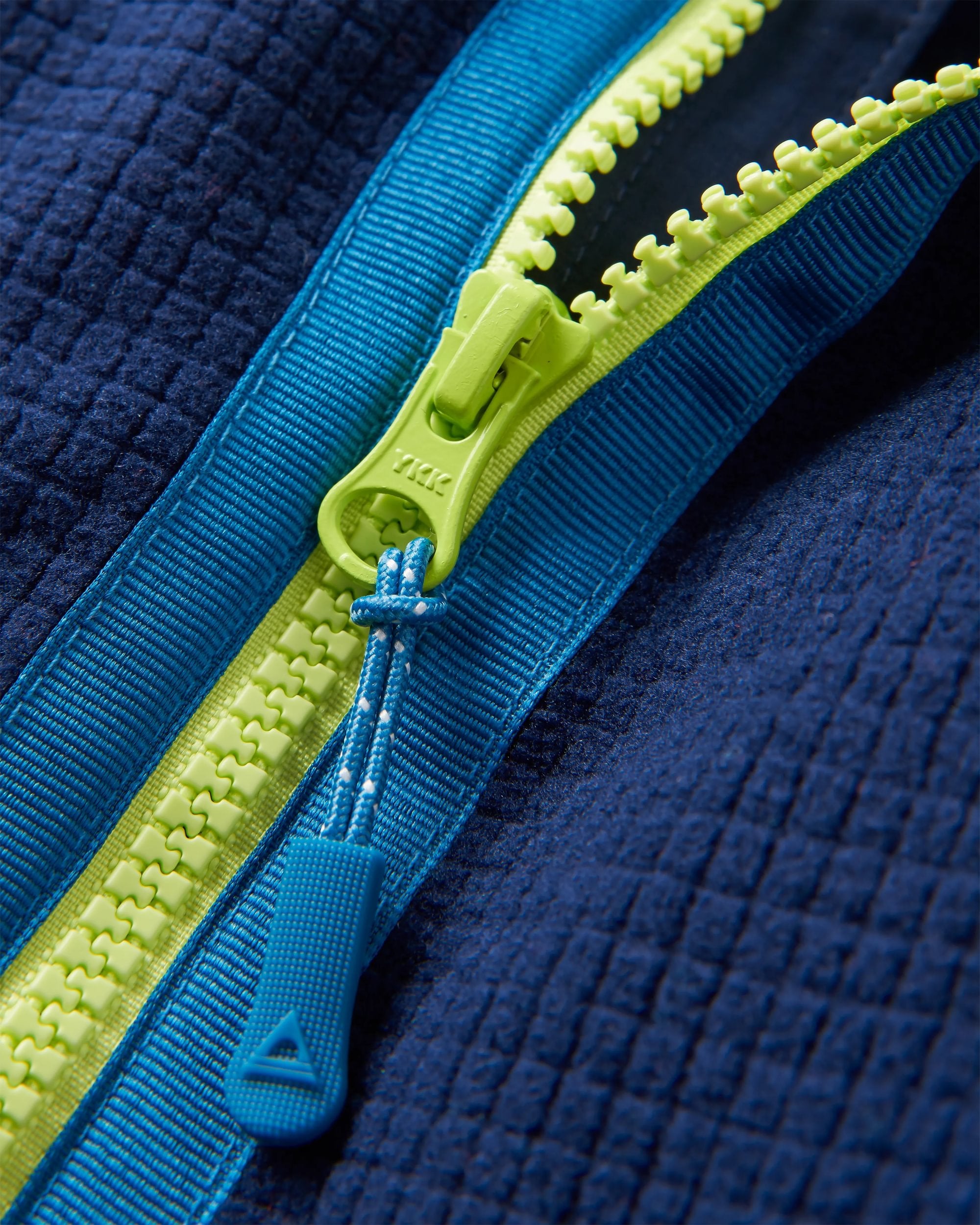 Off Trail Recycled Grid Polar Fleece - Rich Navy/Green Lake - Flatlay