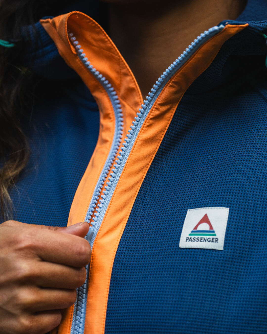 Slope Hooded Recycled Fleece - Dark Denim - Lifestyle