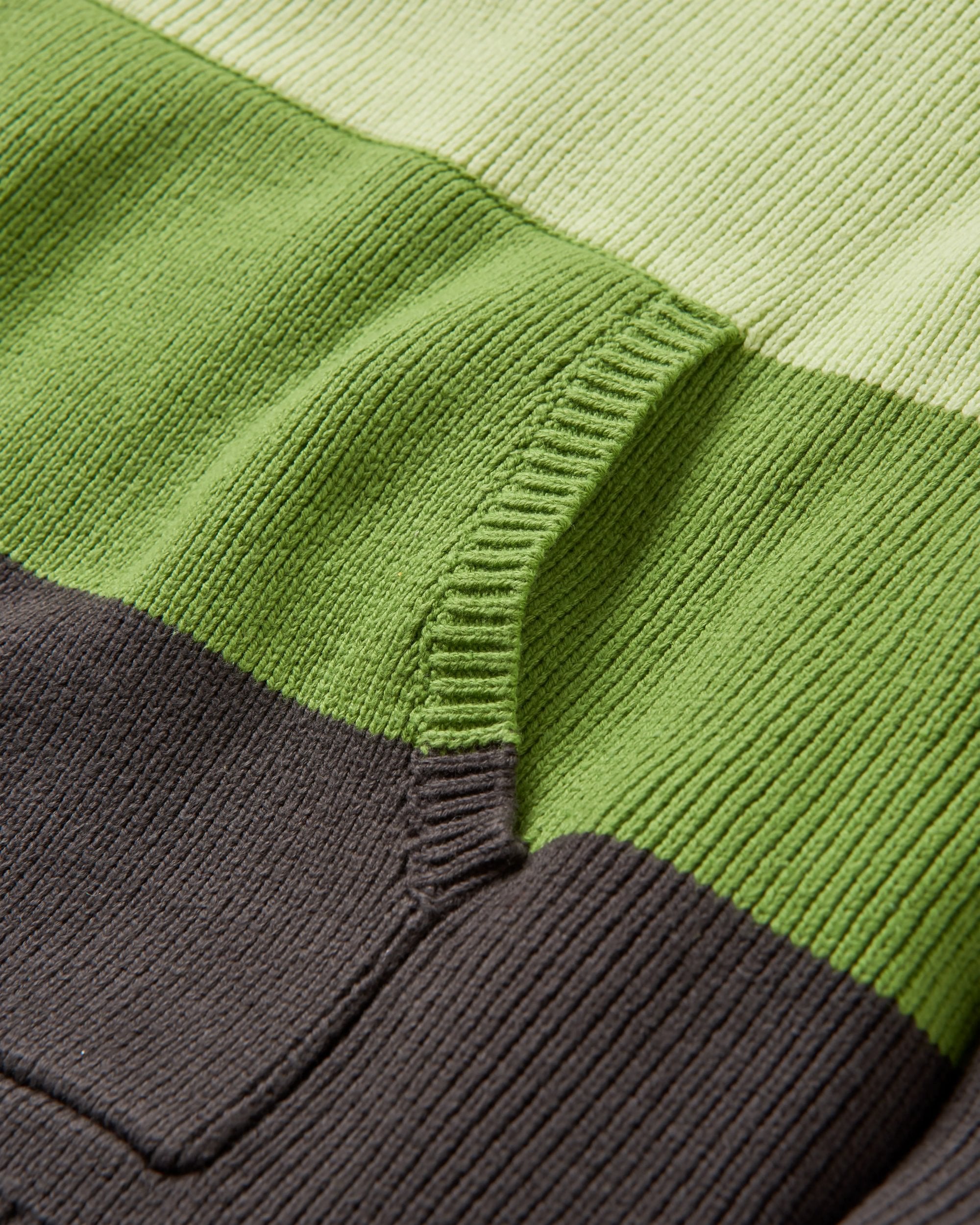 Moments Oversized Organic Knitted Hoodie - Mustard Yellow Multi Stripe - Flatlay