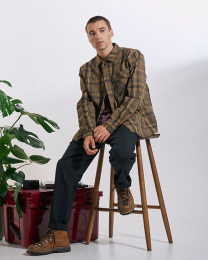 Fogline Overshirt - Toffee/Dusty Olive Check - Studio Model