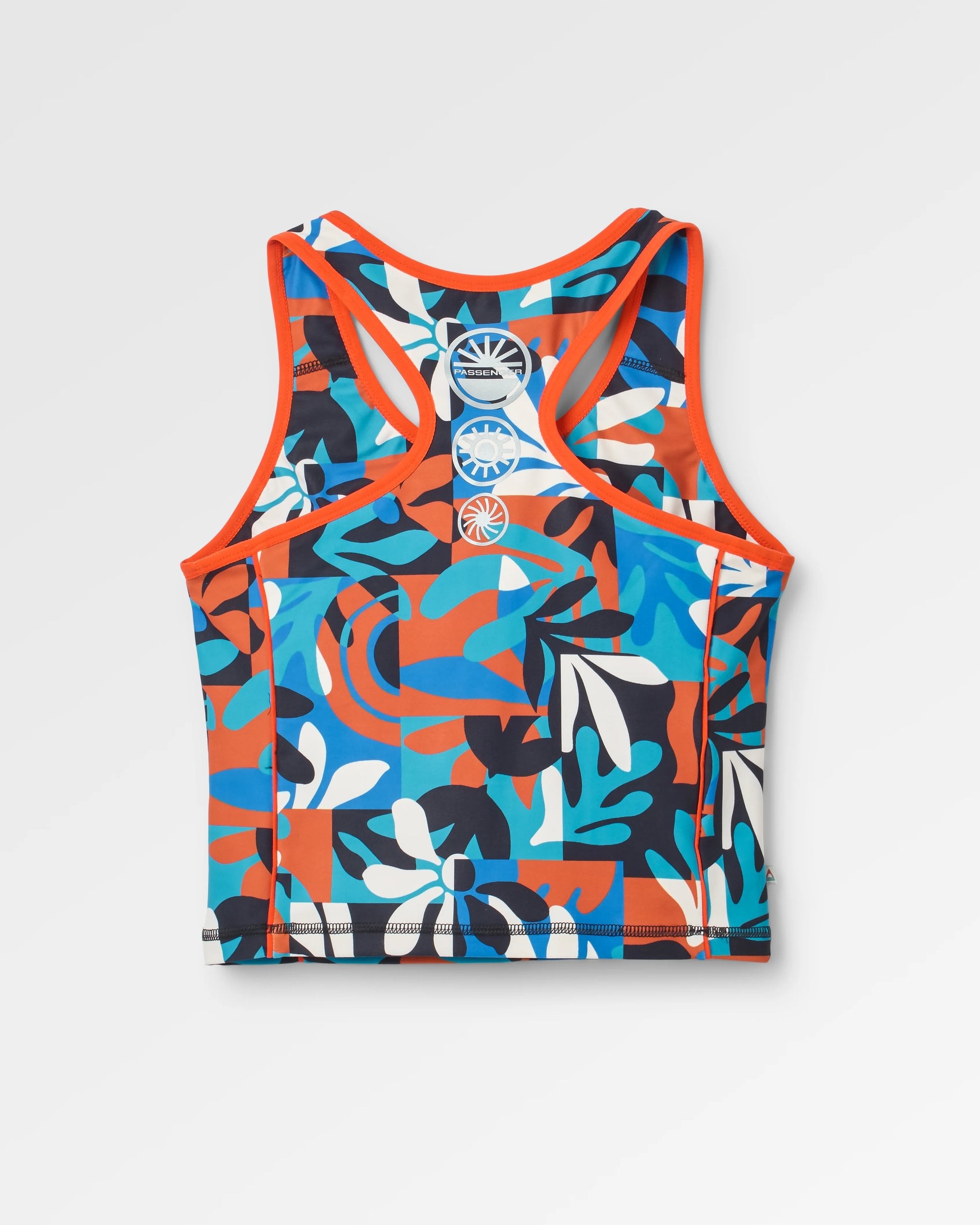 Mantra Recycled Active Crop Top - Mountain Foliage Blue - Flatlay