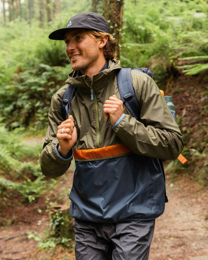 Gusto Recycled Windshell Anorak - Khaki/Dark Denim - Lifestyle