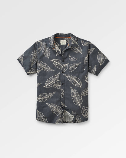 Chill Textured Organic Cotton Short Sleeve Shirt - Palm Faded Black  - Flatlay