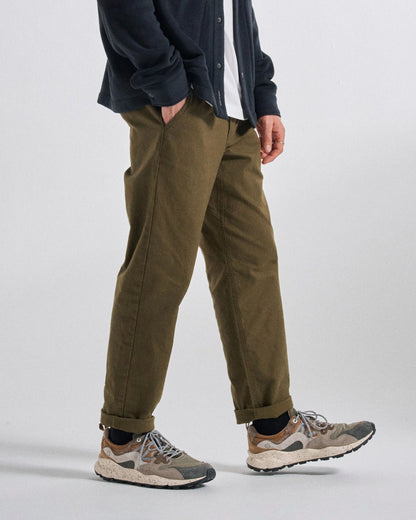 Adventurer Organic Canvas Trouser - Dark Olive - Studio Model