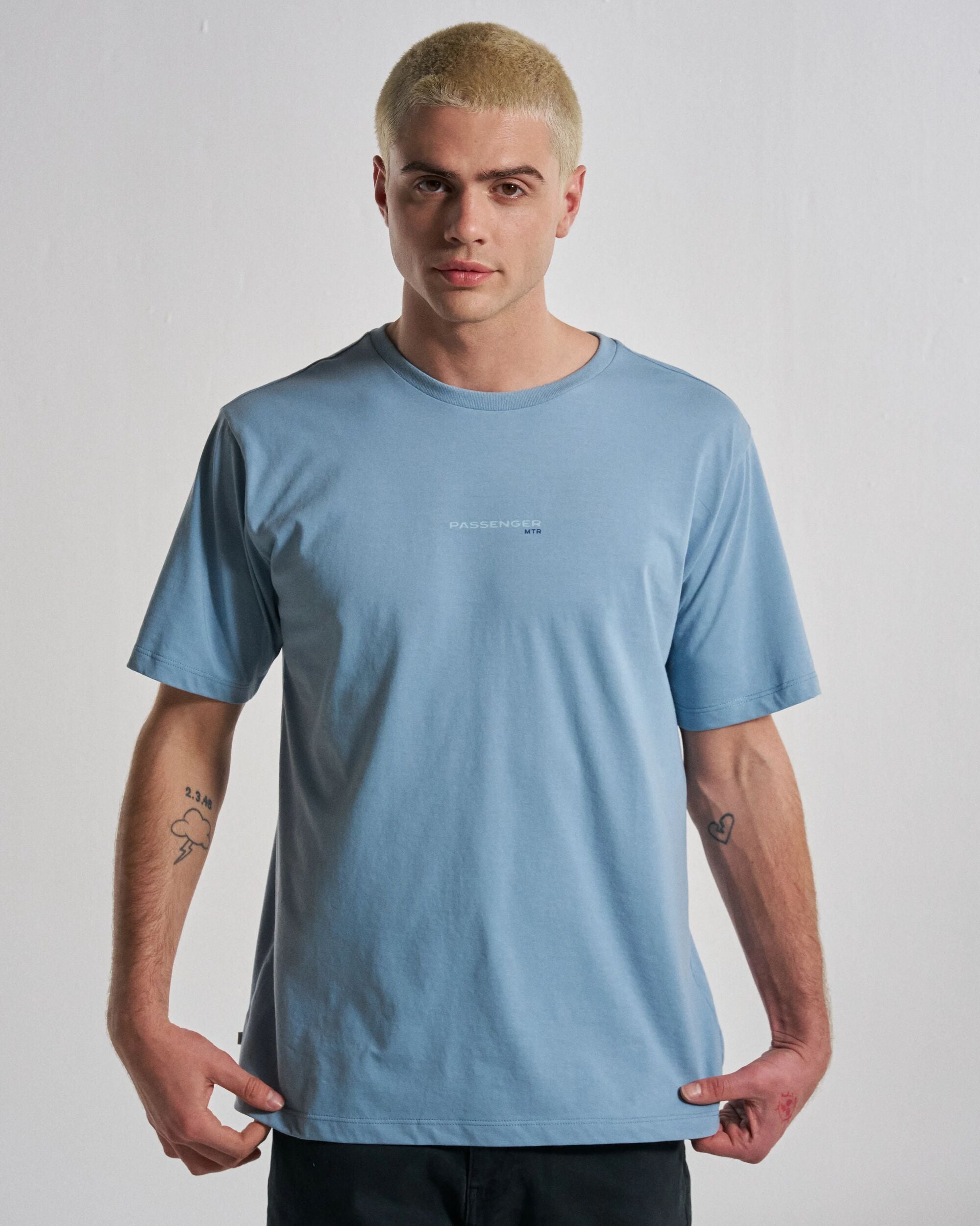 Horizons T-Shirt - Faded Denim - Studio Model