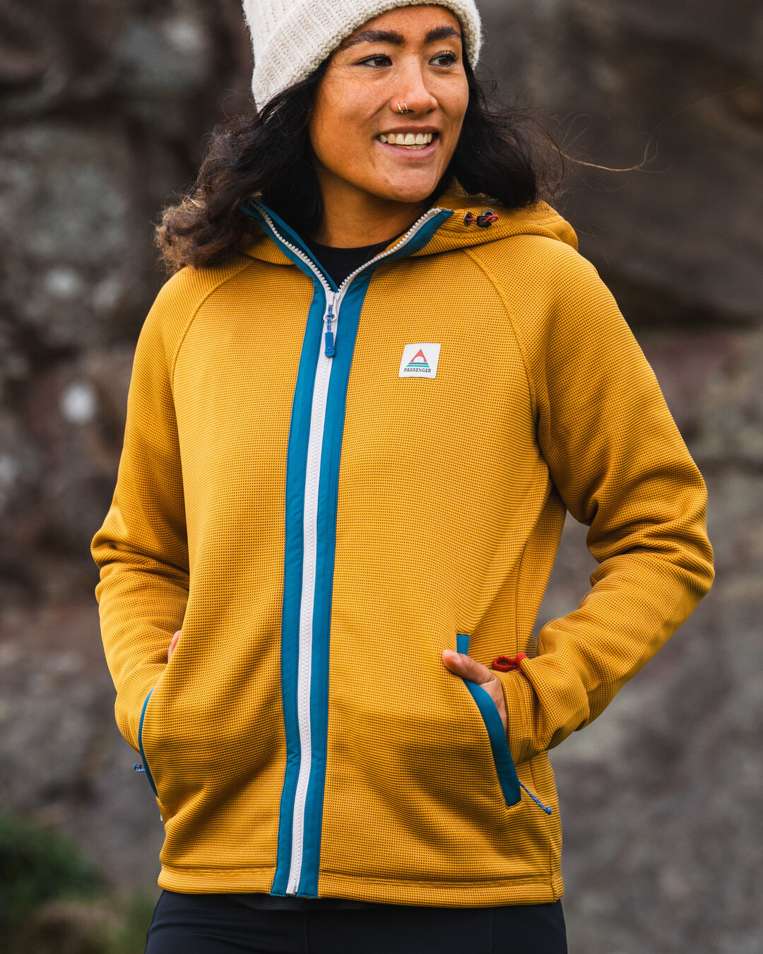 Slope Hooded Recycled Fleece - Dusty Ochre - Lifestyle