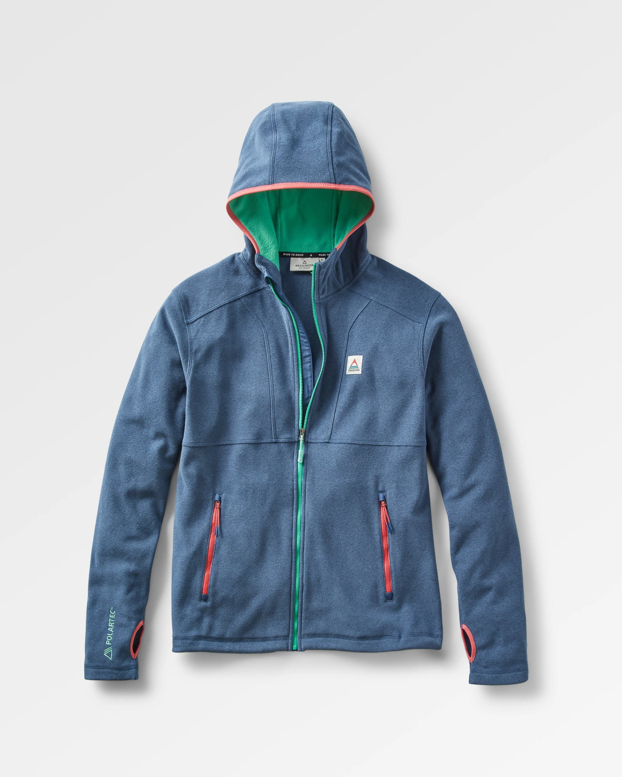 Pinegrove Recycled Polartec® Fleece Hoodie - Dark Denim Marl - Flatlay