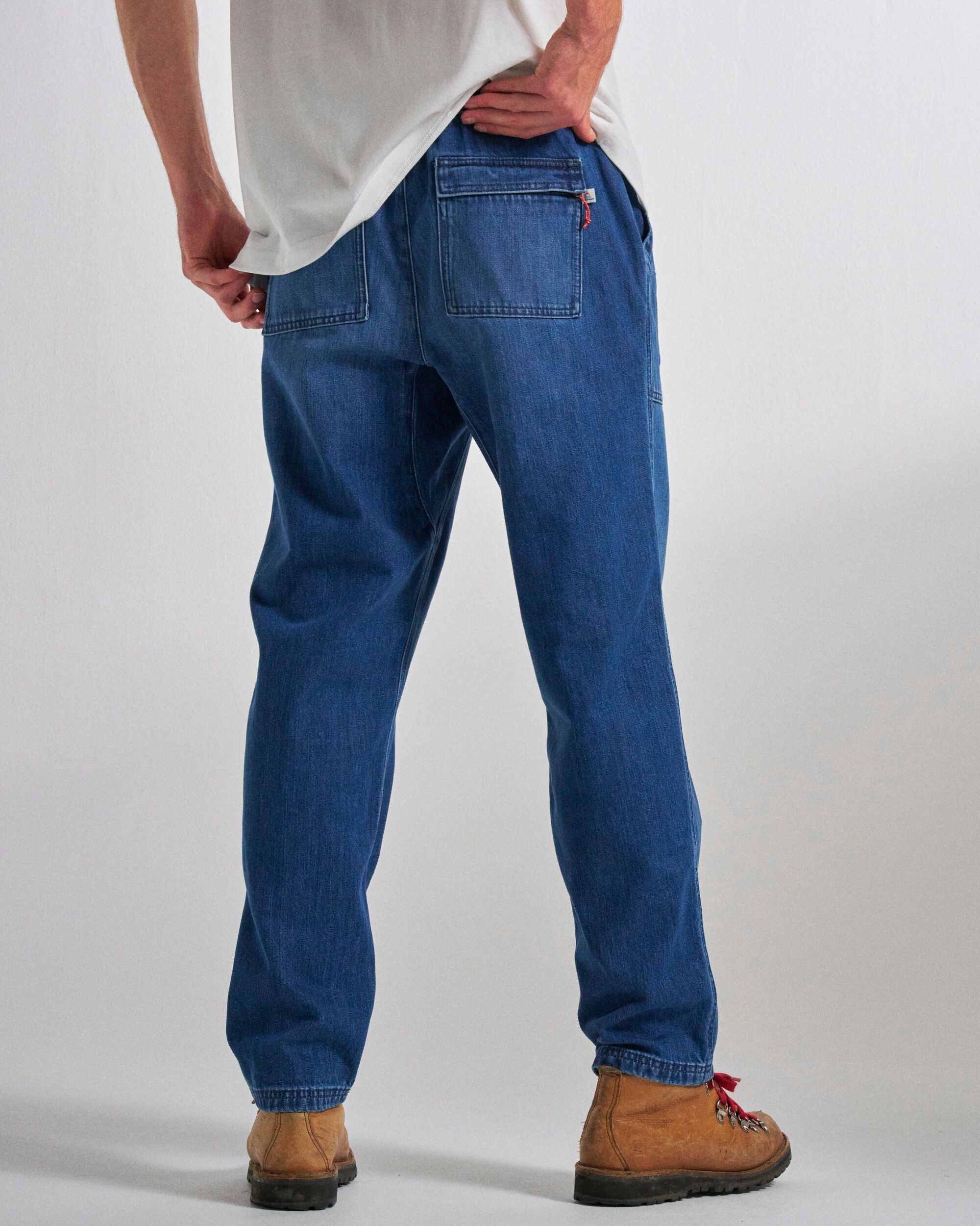 Adventurer Denim Trouser - Mid Wash Denim  - Studio Model