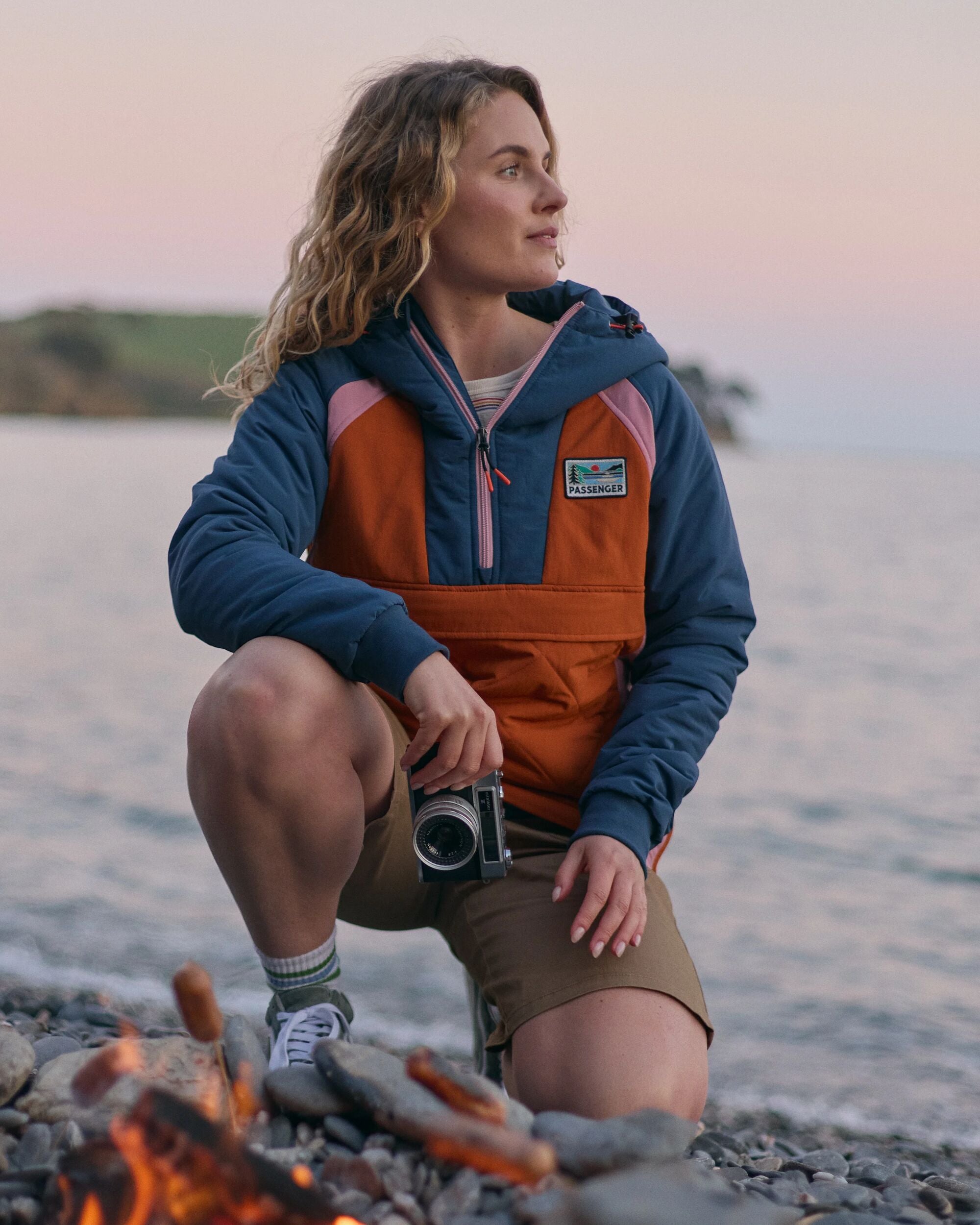 Ocean Recycled Insulated Anorak - Dark Denim/Sunset Orange - Lifestyle
