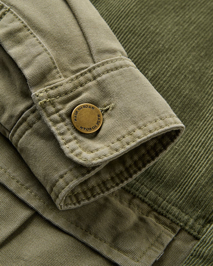Nomad Corduroy Overshirt - Dusty Olive - Flatlay