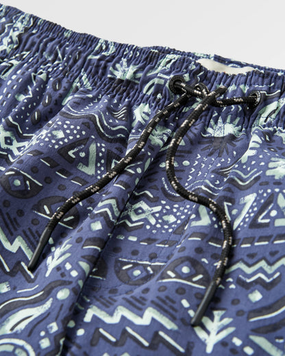 Drifter Beach Linerless Short - Elemental Geo Purple Indigo - Flatlay