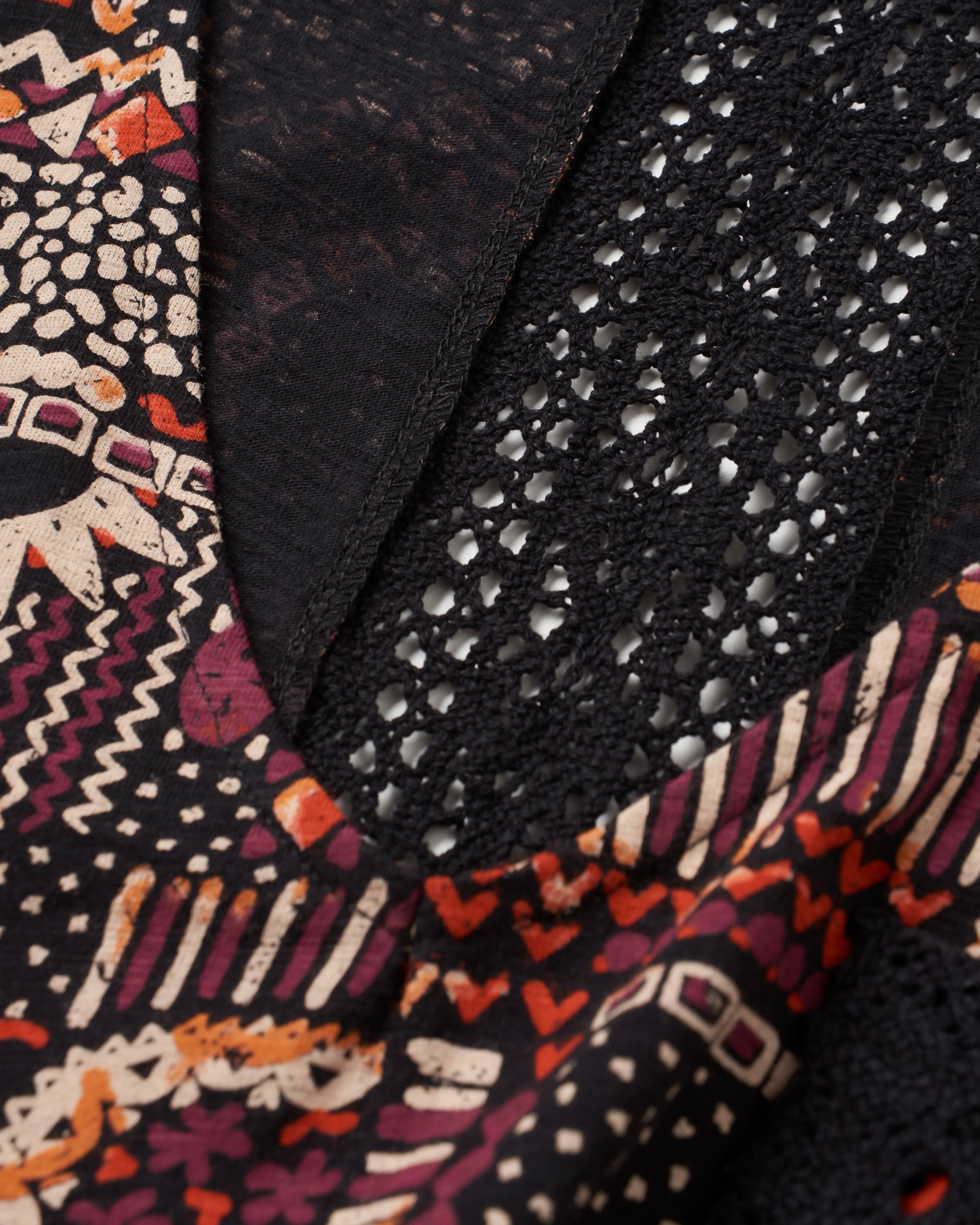 Rivergate Recycled Cotton Dress - Vintage Patchwork Black/Multi - Flatlay