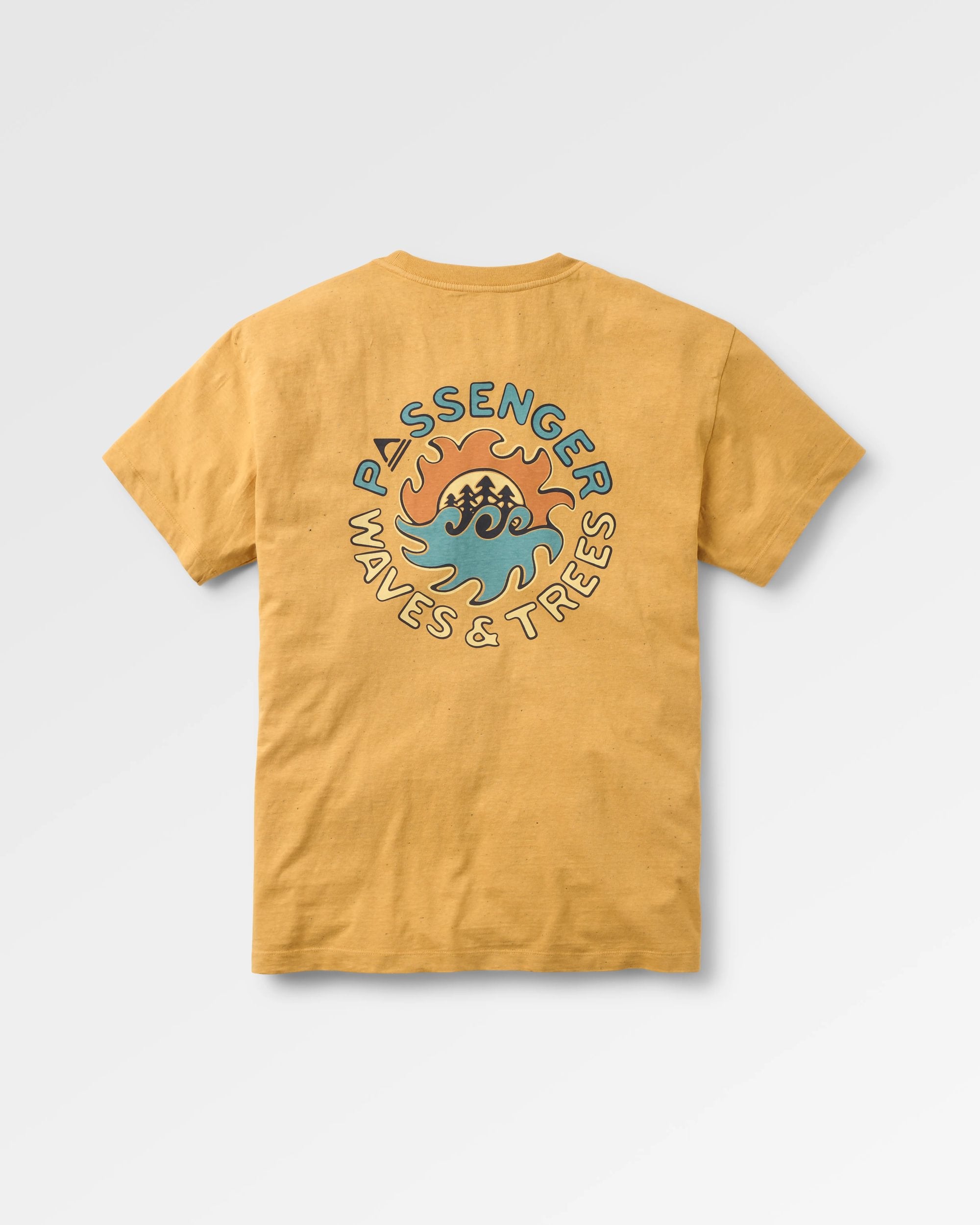 Dune Men's Recycled Cotton T-Shirt - Spruce Yellow Marl - Flatlay