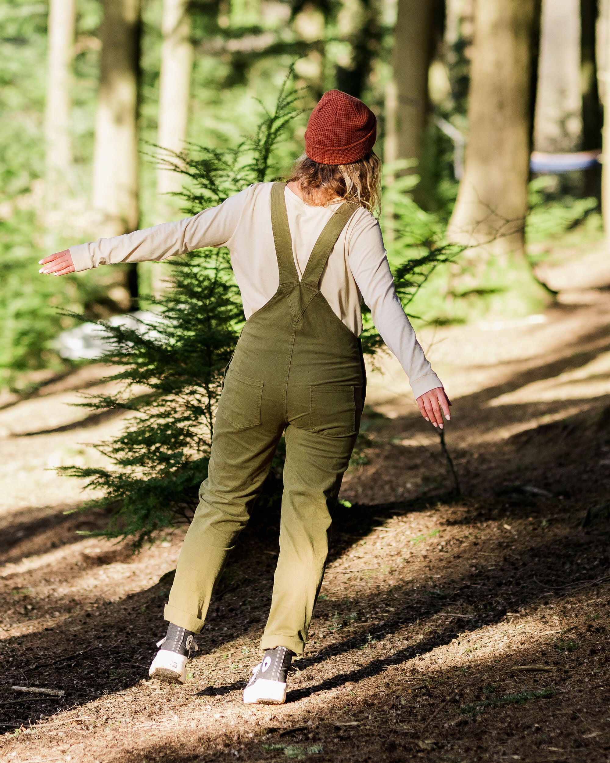 Roamist Organic Cotton Dungarees - Khaki - Lifestyle