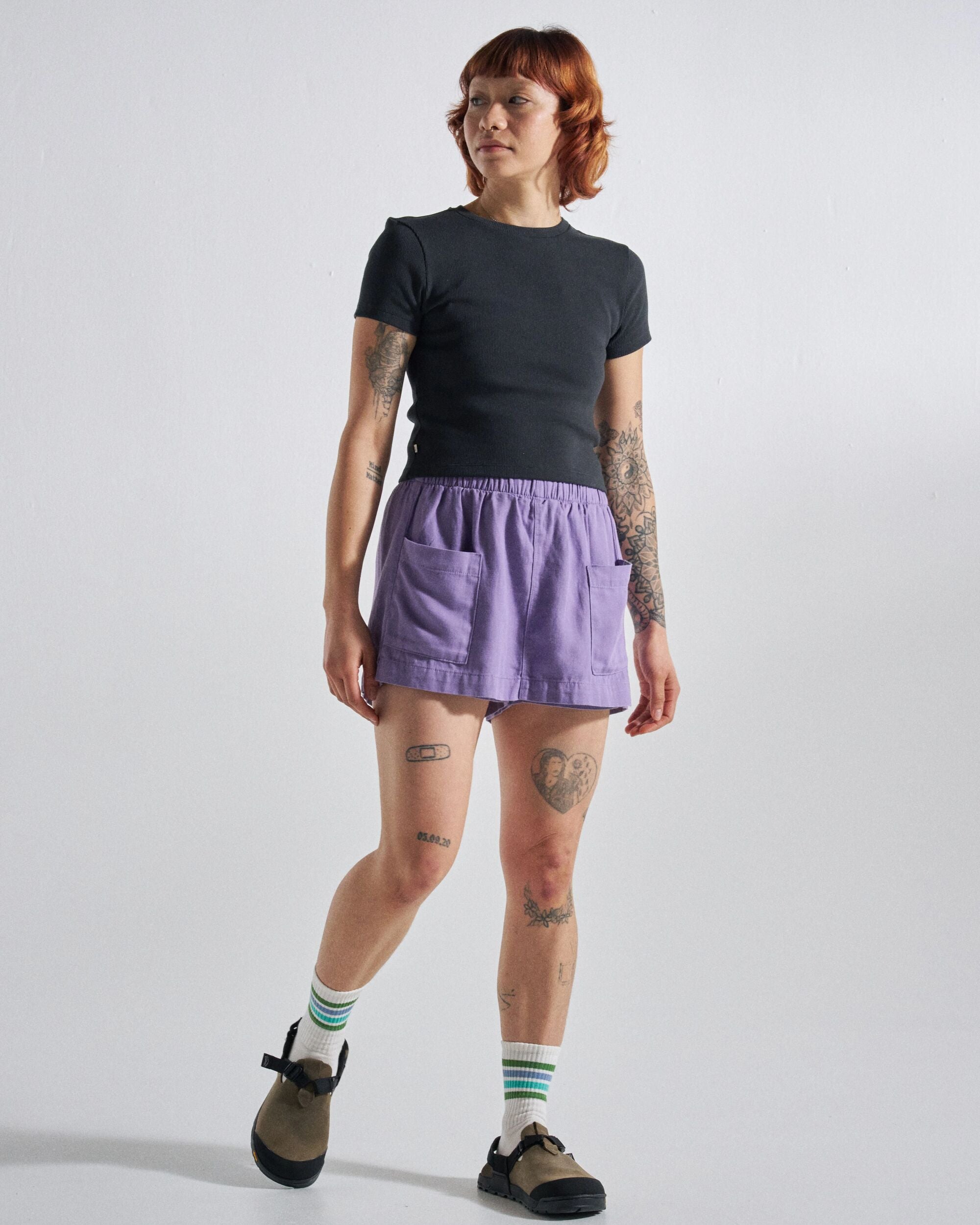 Out There Ribbed Cropped T-Shirt - Faded Black - Studio Model