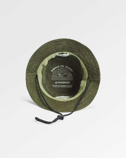 Forest Recycled Cord Bucket Hat - Khaki - Flatlay