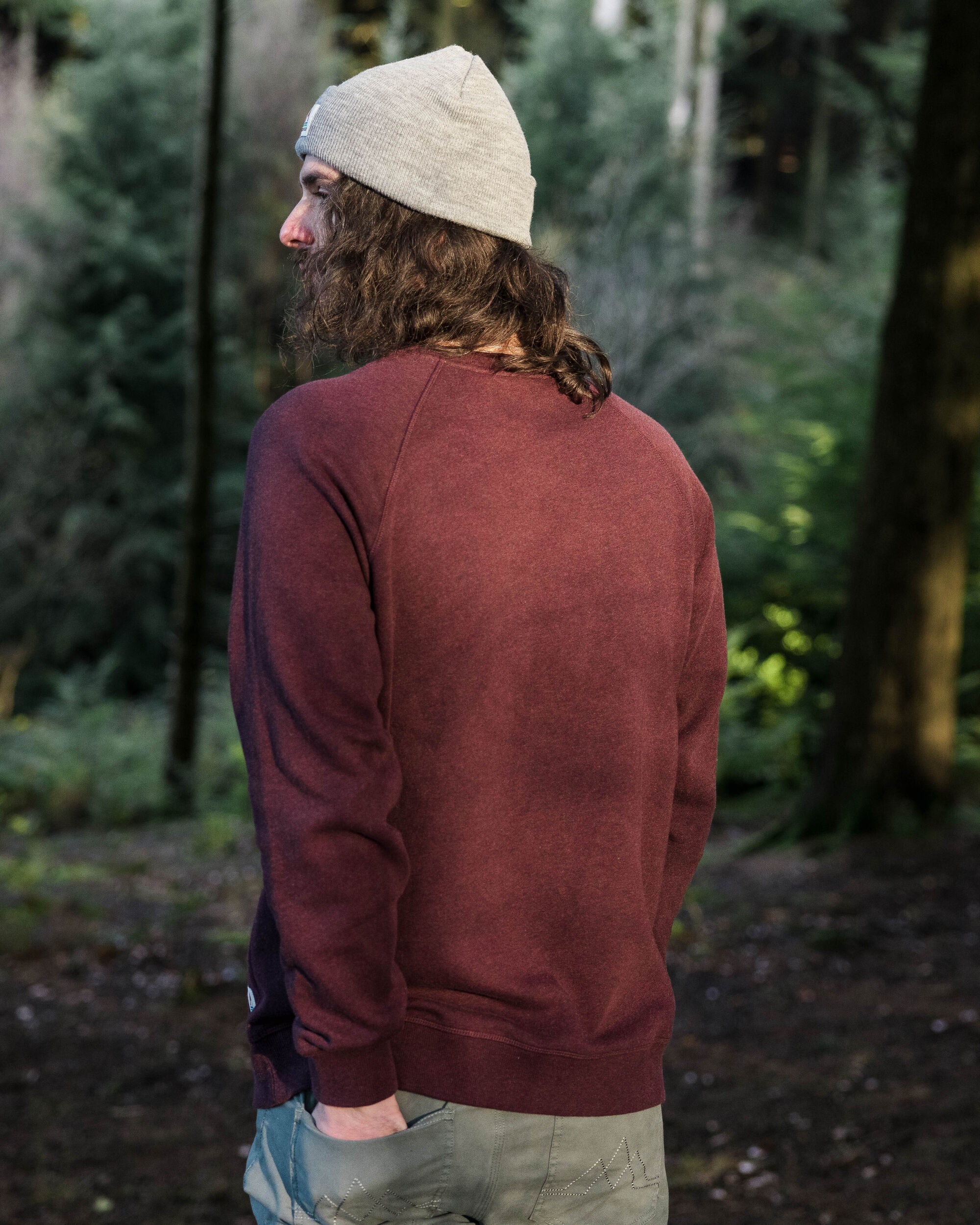 Heritage Recycled Cotton Sweatshirt - Wine Marl - Lifestyle