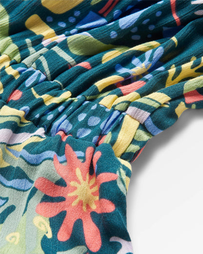 Thimbleberry Jumpsuit - Abstract Seaweed Tidal Blue - 