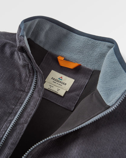 Somewhere Recycled Fleece - Geo Tracks Charcoal - Flatlay