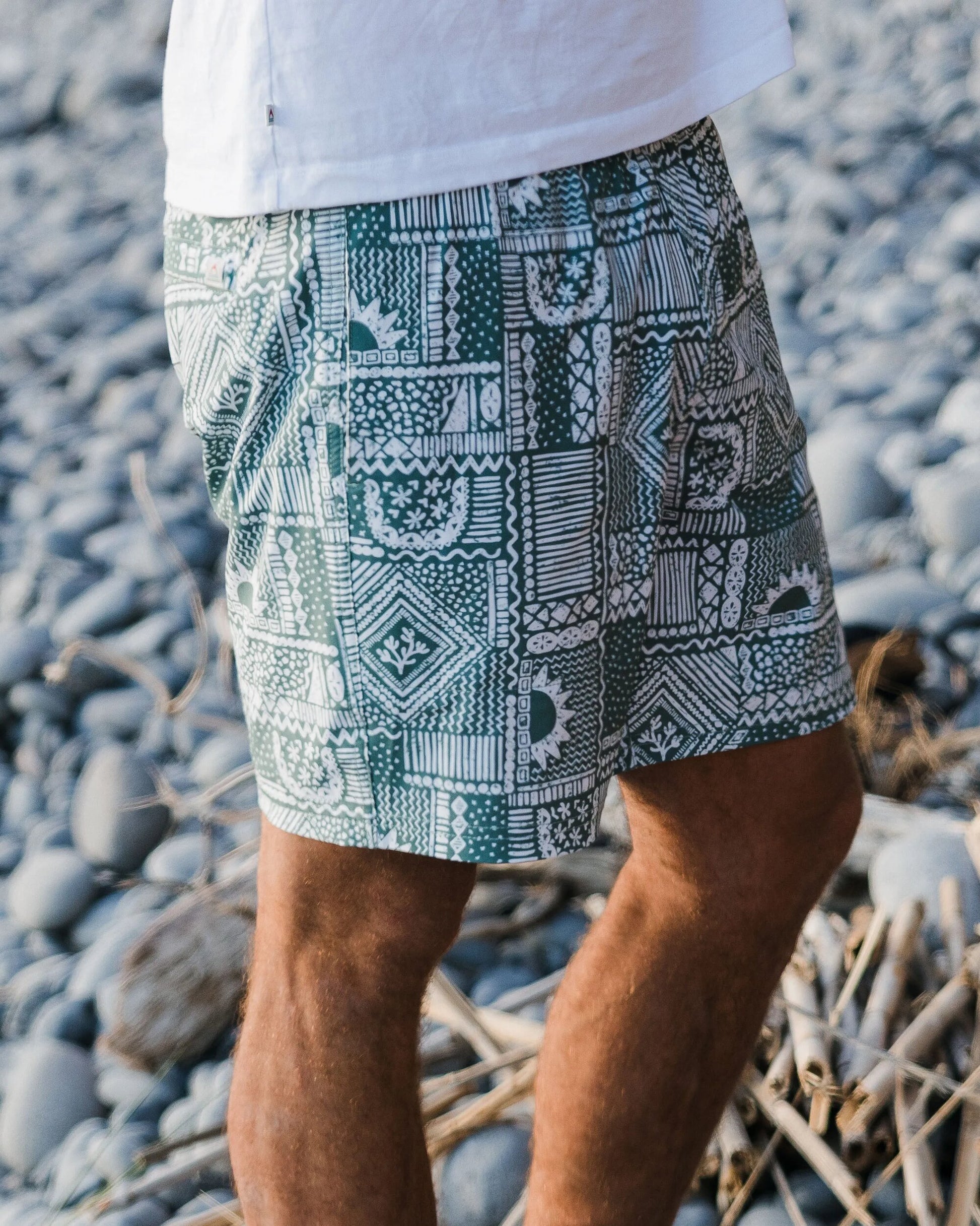 Porto Recycled All Purpose Swim Short - Vintage Patchwork Dark Forest