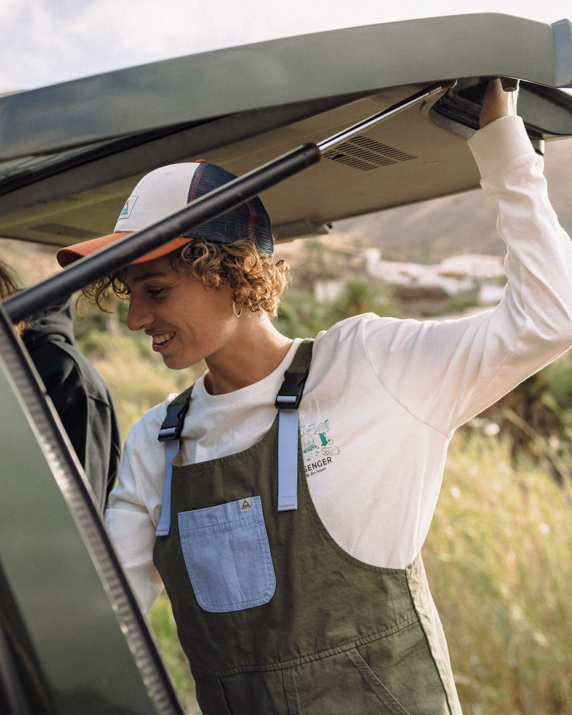 Flo Organic Pinafore Dress - Khaki - Lifestyle