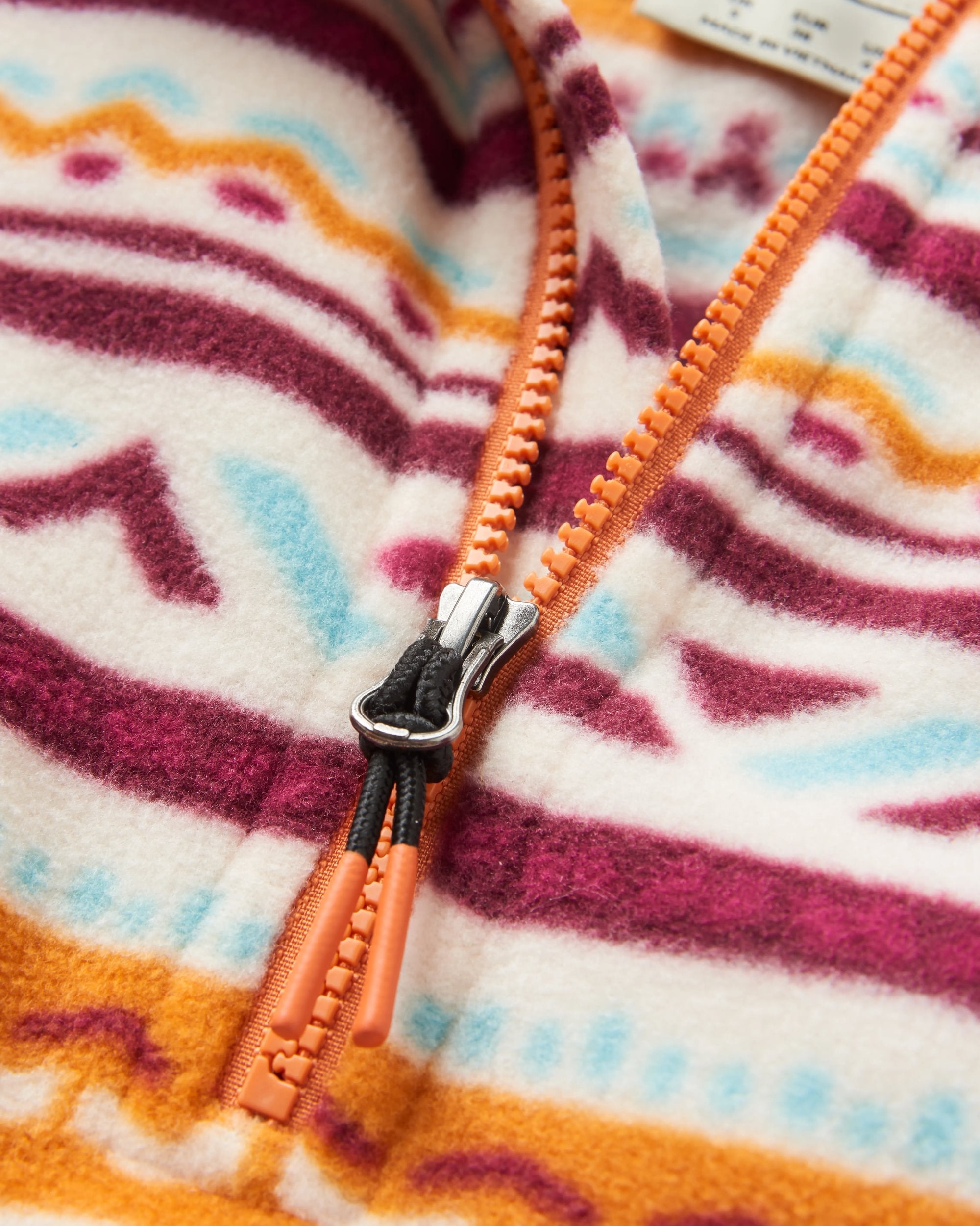 Ayla Micro Polartec® Hooded Fleece - Geo Tracks Birch - Flatlay