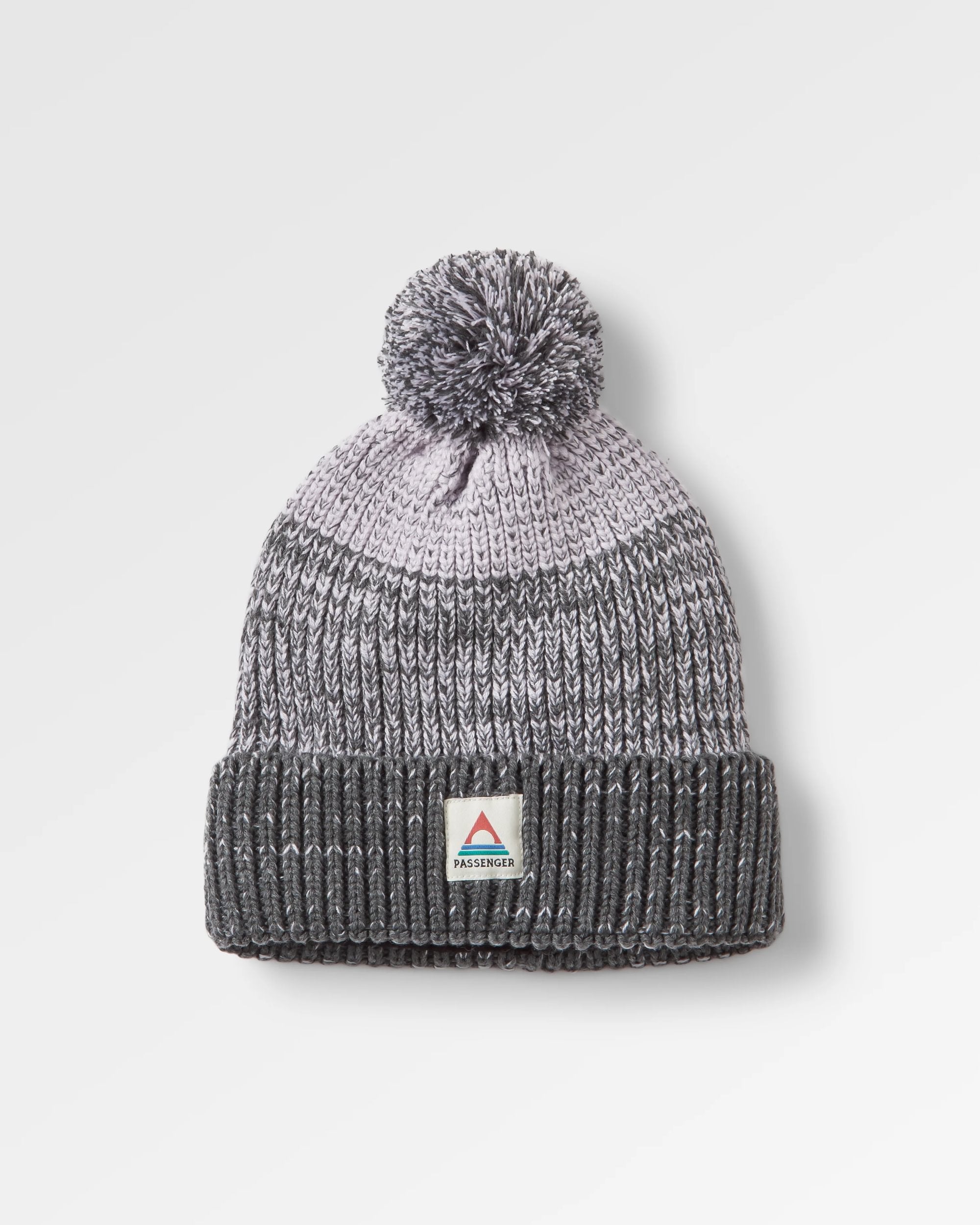 Crag Recycled Bobble Hat - Charcoal/Stone - Flatlay