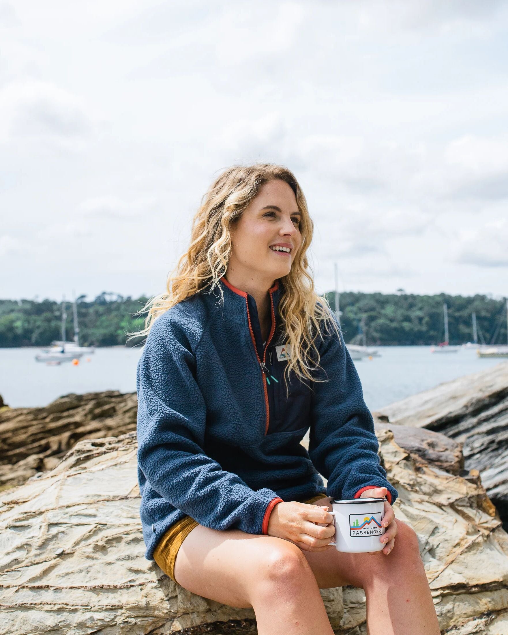 Home Recycled Sherpa Fleece - Dark Denim - Lifestyle