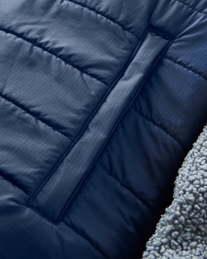 Born Explorer Recycled Polar-Lined Sherpa Fleece - Rich Navy/Storm Grey  - Flatlay