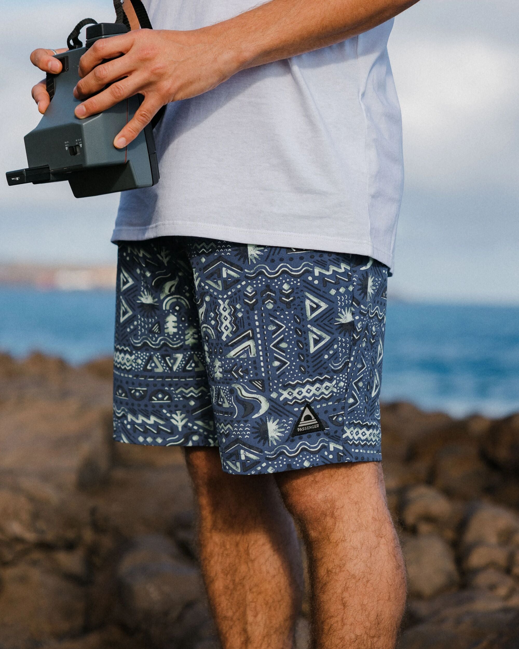 Drifter Beach Linerless Short - Elemental Geo Purple Indigo - Lifestyle