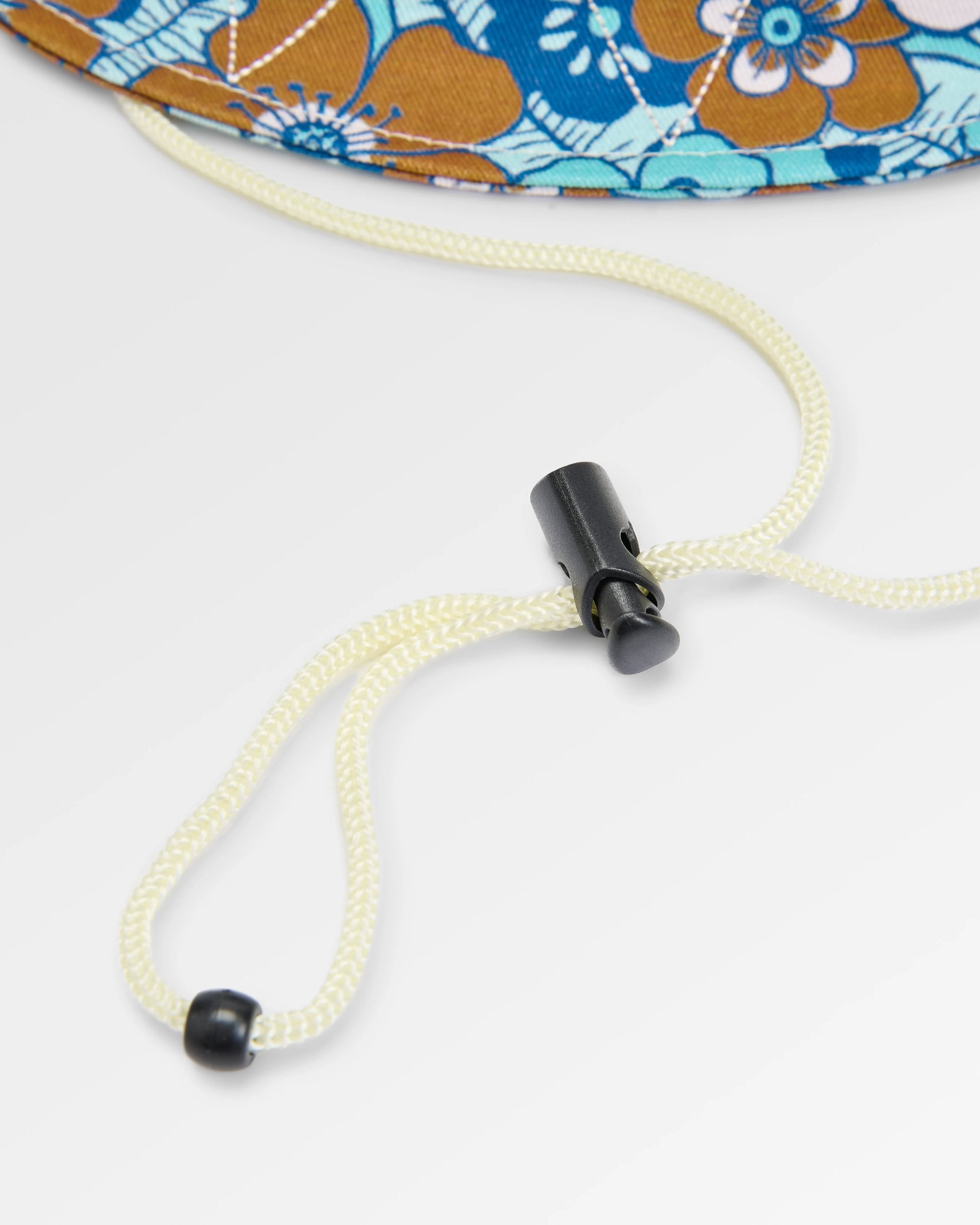 Shaded Organic Bucket Hat - Vintage Floral Aqua - Flatlay