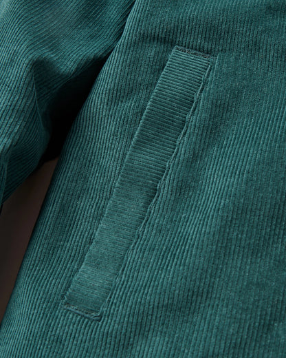 Kodiak Sherpa Lined Cord Overshirt - Dark Fern  - Flatlay