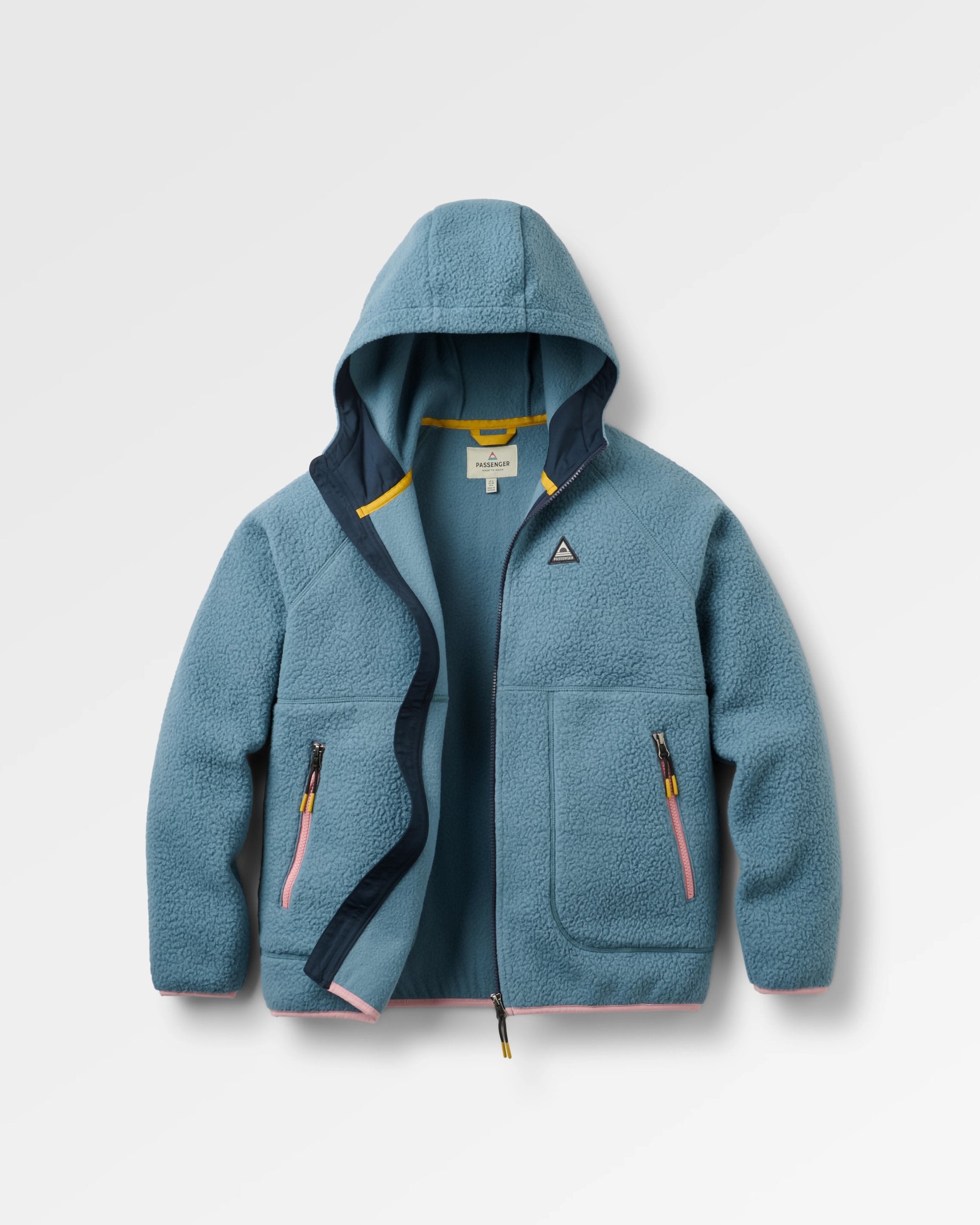 Home Full Zip Hooded Sherpa Fleece - Stormy Blue - Flatlay