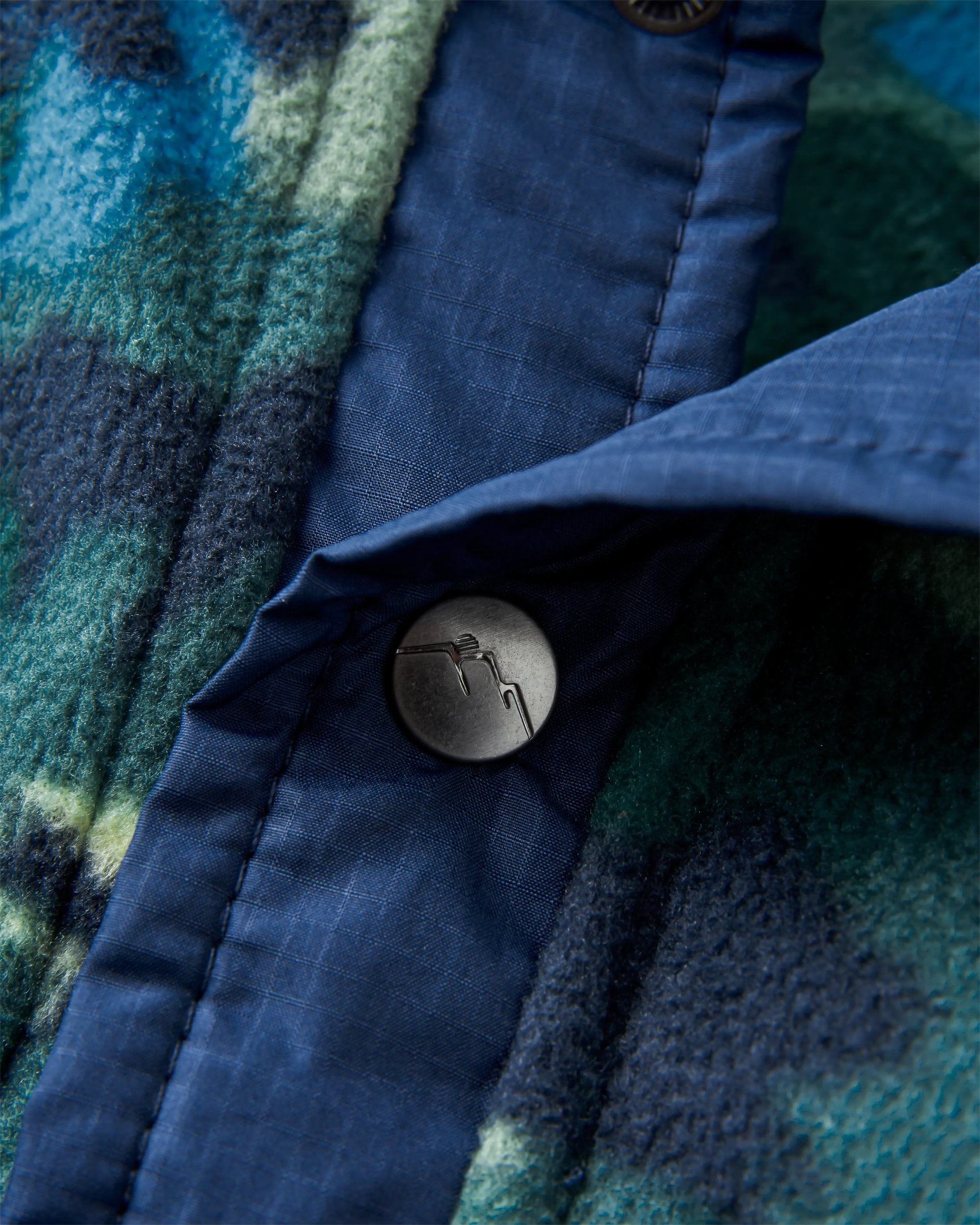 Adrift Recycled Polar Fleece - Alpine Camo Rain Forest - Flatlay