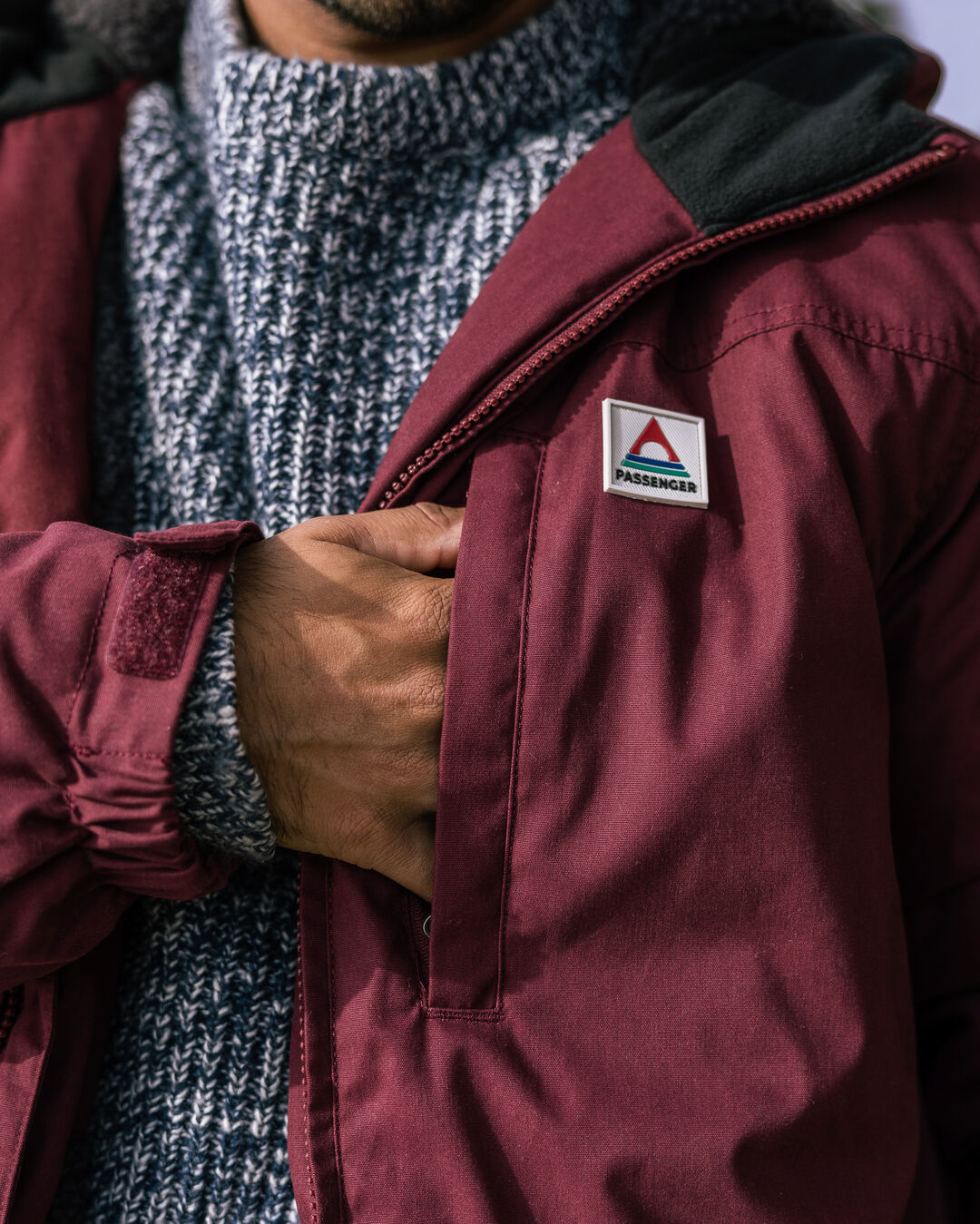 Discover Recycled Sherpa Lined Jacket - Wine - Lifestyle