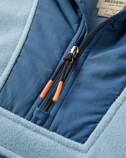 Alexander Recycled Hooded Polar Fleece - Faded Denim - Flatlay