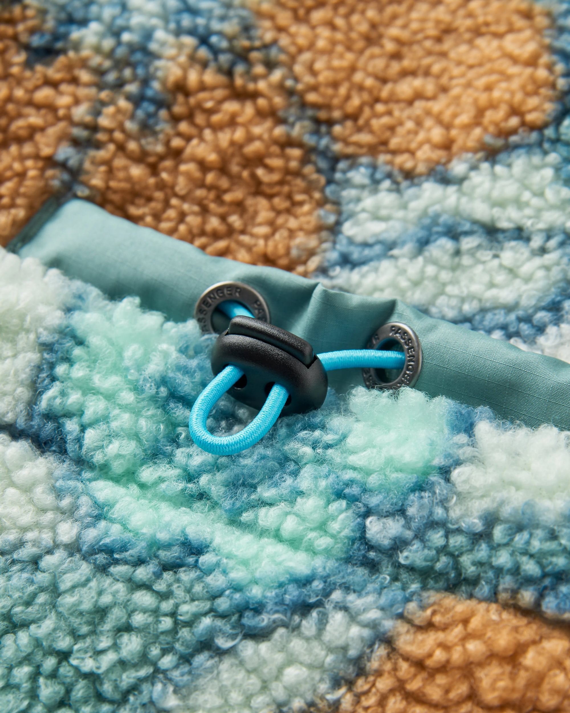 Lucia Recycled Sherpa Fleece - Vintage Floral Aqua - Flatlay