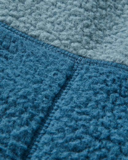 Maine 1/2 Zip Recycled Sherpa Fleece - Stormy Blue/Dark Denim - Flatlay
