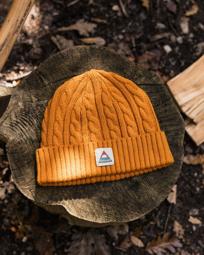 Fireside Recycled Cable Knit Beanie - Sunrise Orange - Lifestyle